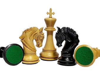 The King Arthur Series Luxury Staunton Chess Pieces Only Set- 4.5" King Size- Triple Weighted Ebony Wood