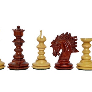 Ruy Lopez de Segura Luxury Chess Pieces in African Padauk - 4.5