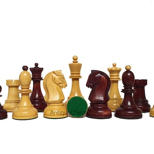 1950s&#39; Fischer Dubrovnik Chess Pieces Only Set  Boxwood & Mahogany Stained - 3.8 &quot; King