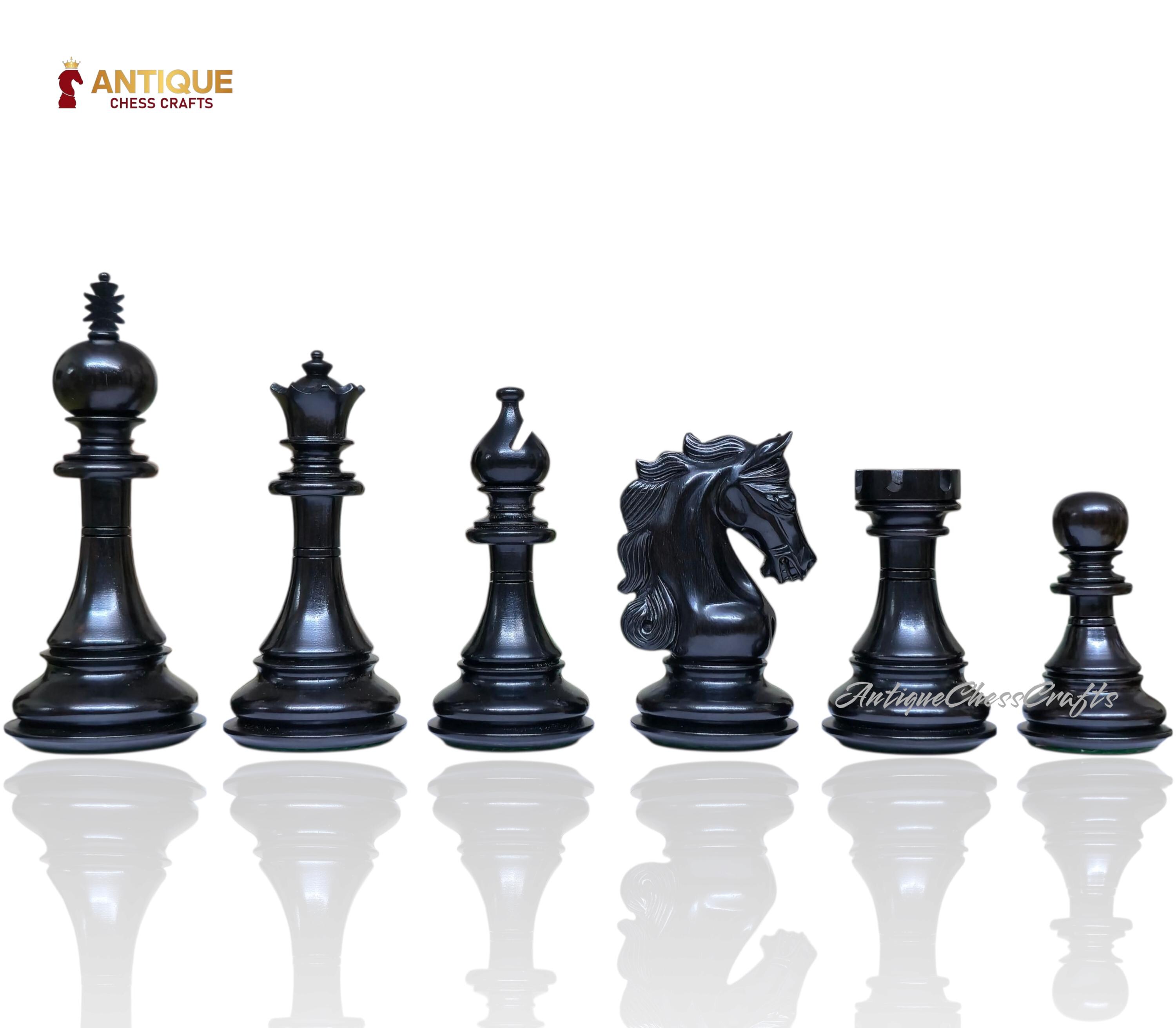 Set Pezzi Scacchi Lusso 4,4" Shera Series Staunton - Palissandro E Bosso - Fatto A Mano India