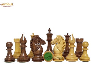 4&quot; Bridle Staunton Luxury Chess Pieces Only set - Golden Rosewood & Boxwood