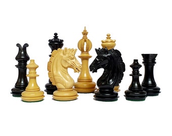4.5"Open head Luxury Staunton Ebony wood & Boxwood Chess pieces Set-  Triple Weighted