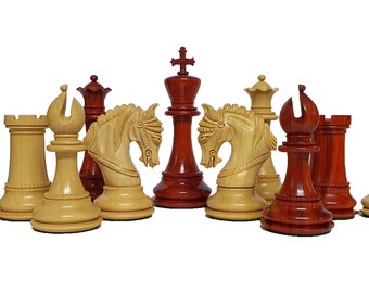 The King Arthur Series Luxury Staunton Chess Pieces Only Set- 4.5&quot; King Size- Triple Weighted Bud Rosewood