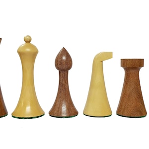 3.77&#39;&#39; HERMAN Ohme Minimalist Chess Pieces Only set- Weighted Golden Rosewood