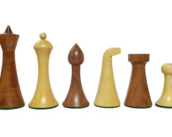 3.77&#39;&#39; HERMAN Ohme Minimalist Chess Pieces Only set- Weighted Golden Rosewood