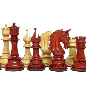Alexandria  4&quot; Premium Staunton Chess Pieces Only set - Weighted Chessmen in Bud Rosewood