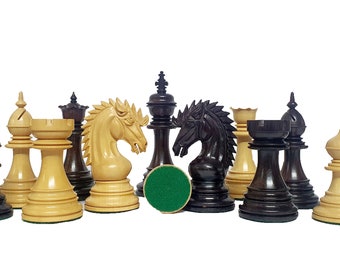 Cyrus luxe Staunton schaakstukken set - drievoudig gewogen rozenhout en buxus - 4,4" koning