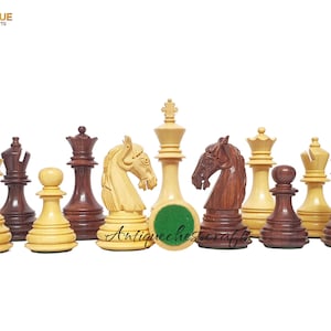 3.8&quot; Columbian Knight Luxury Staunton Chess Pieces Only-  Weighted RoseWood & Boxwood