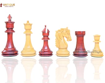 4,5 "Herit Series Premium Staunton Schachfiguren Nur Set - Dreifach gewichtetes Budrose Holz