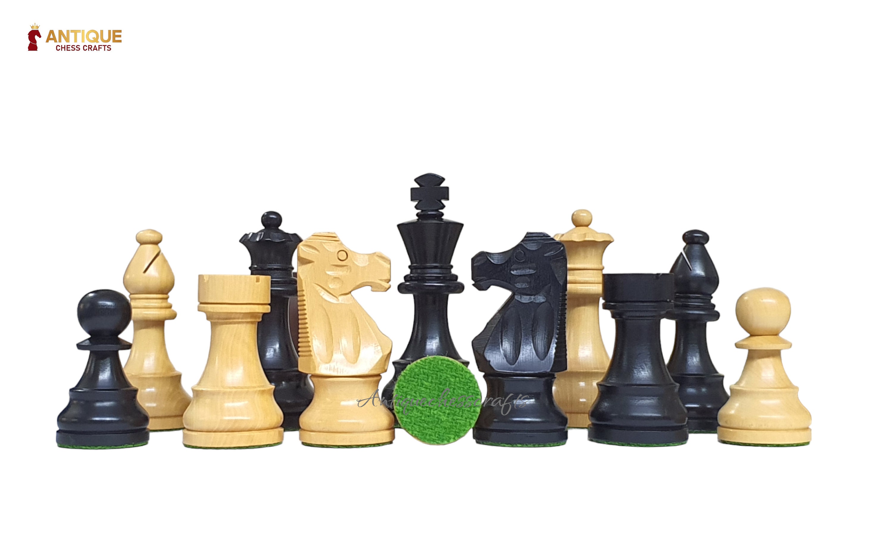 Repro 1890 French Lardy Staunton Chess Pieces Only Set – Ebonised & Boxwood