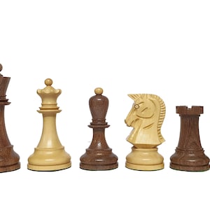 1970s Dubrovnik Bobby Fischer Reproduced Chess Pieces Only Set in Golden Rosewood & Boxwood- 3.7&quot; King