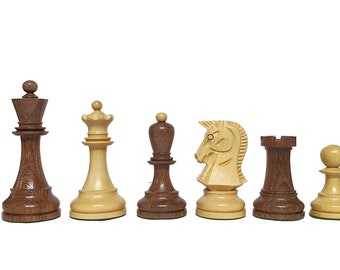 1970s Dubrovnik Bobby Fischer Reproduced Chess Pieces Only Set in Golden Rosewood & Boxwood- 3.7&quot; King
