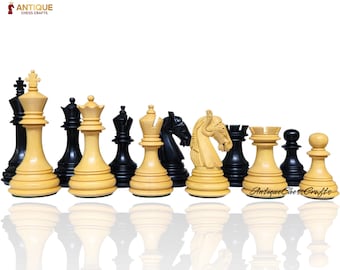 3,8 "Columbianischer Ritter Luxus Staunton Schachfiguren Nur Doppelt Gewichtetes Ebenholz