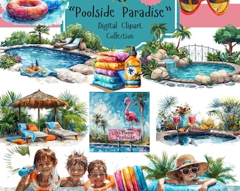 Poolside Paradise Clipart, Summer PNG Graphics (100+ Images)