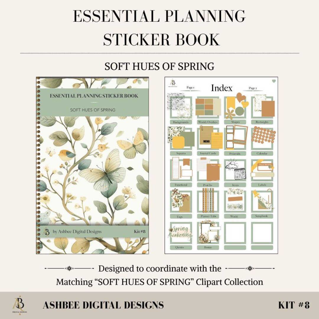Sticker Book Spring Essential Planning Sticker Book – Soft Hues of Spring-digital Planner ...