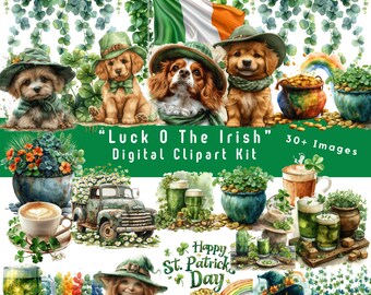 St. Patrick's Day Clipart Set | Puppies, Leprechauns (Digital Download)