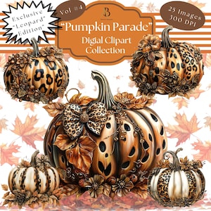 Digitale Clipart ""Pumpkin Parade-Vol 4"", Exklusive Leopard Pattern Edition, Herbst und Halloween Cliparts, PNG's."