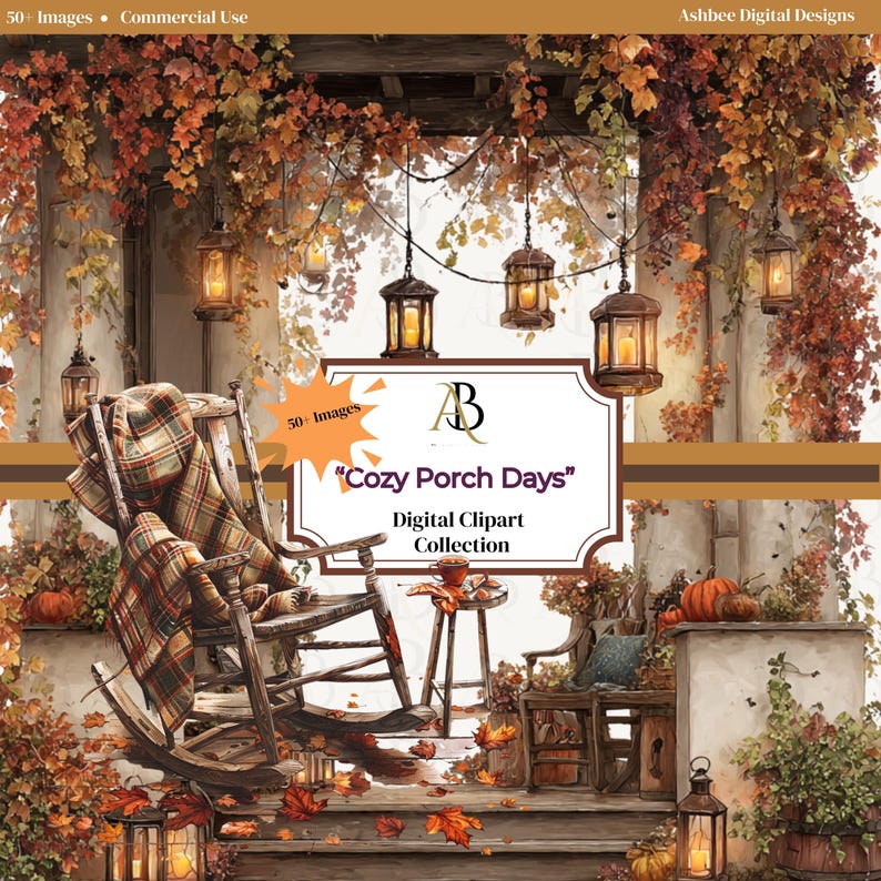 Cozy Porch Days Clipart Bundle, Autumn Pumpkins, Florals, "cozy Porch ...