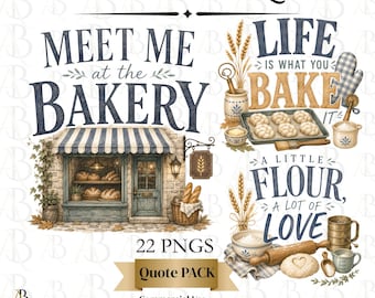 Vintage Fall Bakery Quotes Clipart, Sourdough Bread PNG, Cozy Baking Quotes, Farmhouse Kitchen Clipart, Commercial Use, 22 PNG