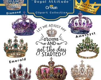Royal Attitude – Crown Clipart Collection: Jeweled Regal Victorian Designs (Digital Download)