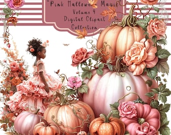 Pink Halloween PNG Clipart|Floral Lace|Whimsical, Volume 4|"Pink Halloween Magic"|Digital Planning Stickers|Digital Clipart