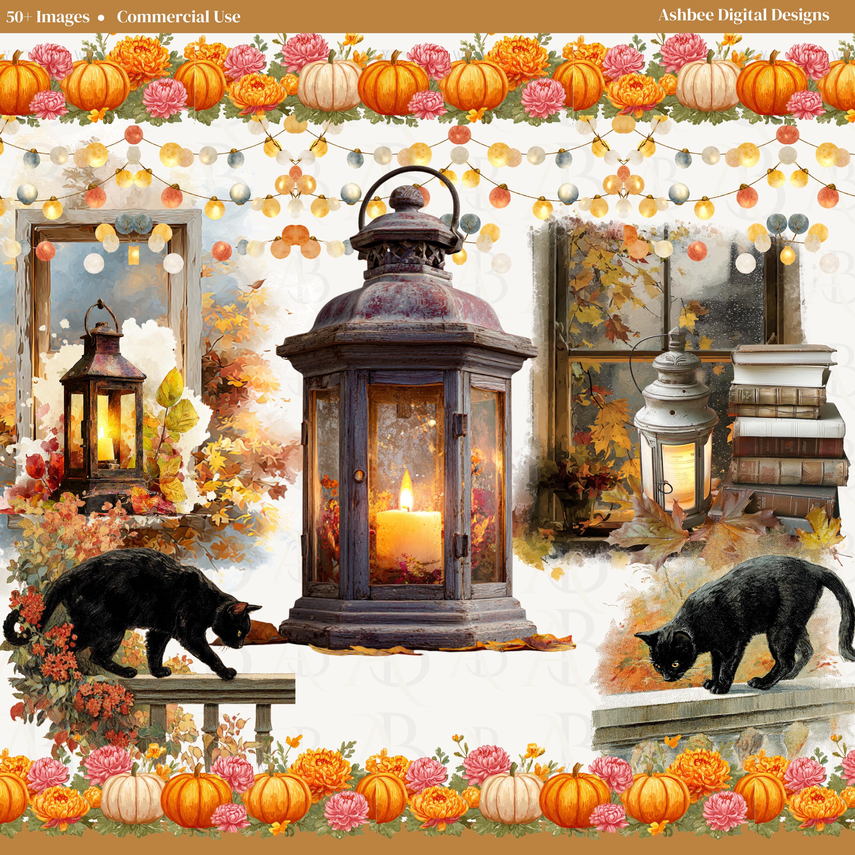 Fall Clipart, Digital - 50+ Png's-"cozy Porch Days" Clipart Digital ...