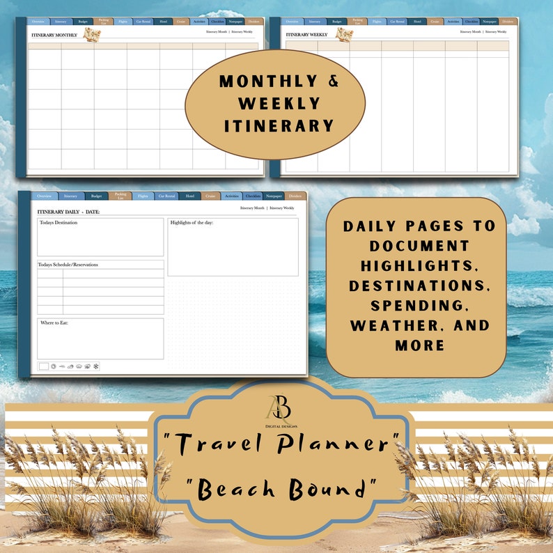 Beach Vacation Travel Planner, Scrapbook Pages (digital Download) - Etsy