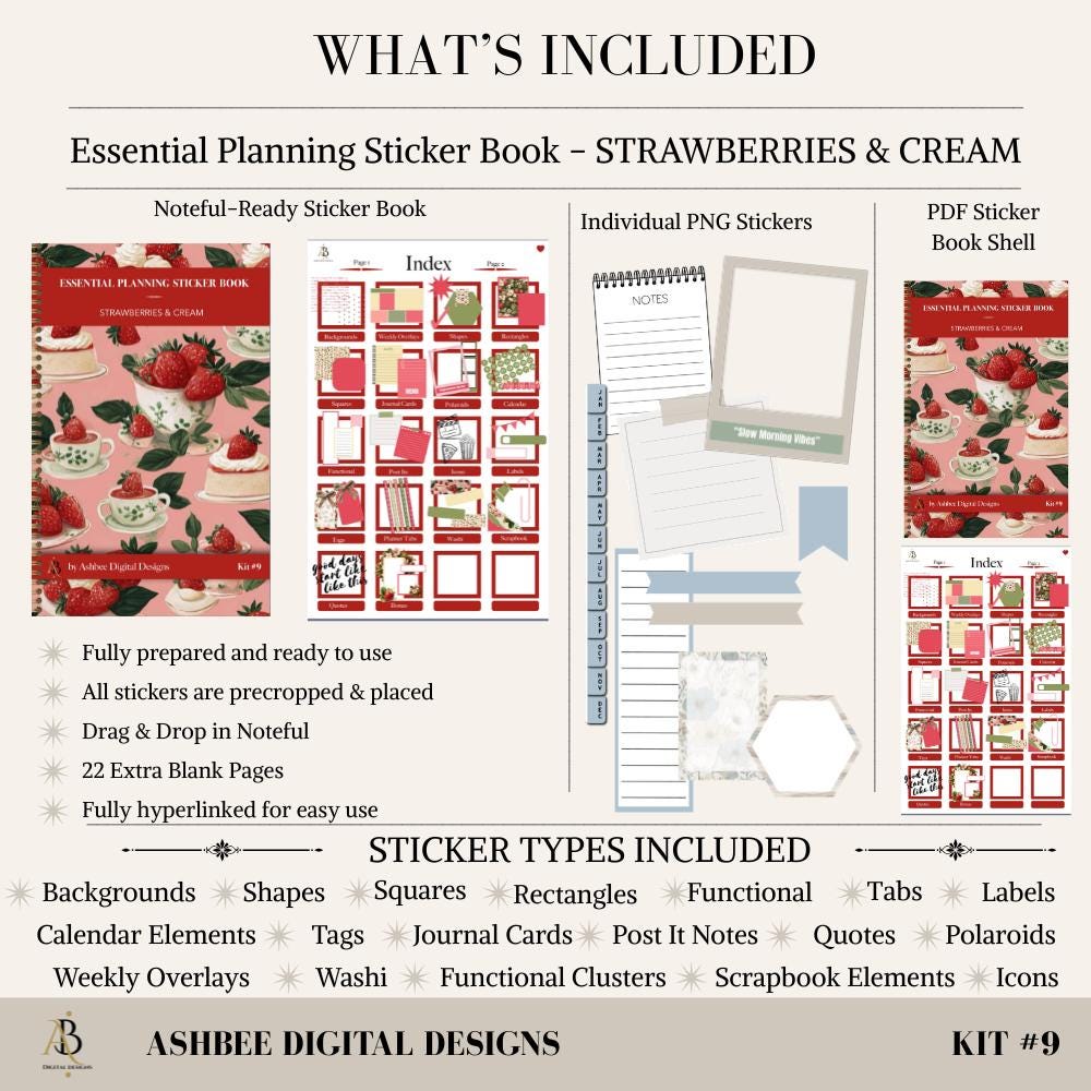 Sticker Book | Digital Planner Stickers | Noteful Ready + Individual ...