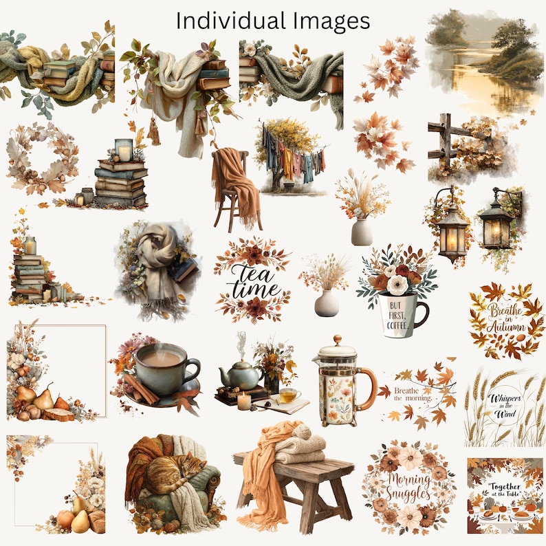 Fall Clipart 100 Pngs – "autumn Mornings"- Digital Download ...