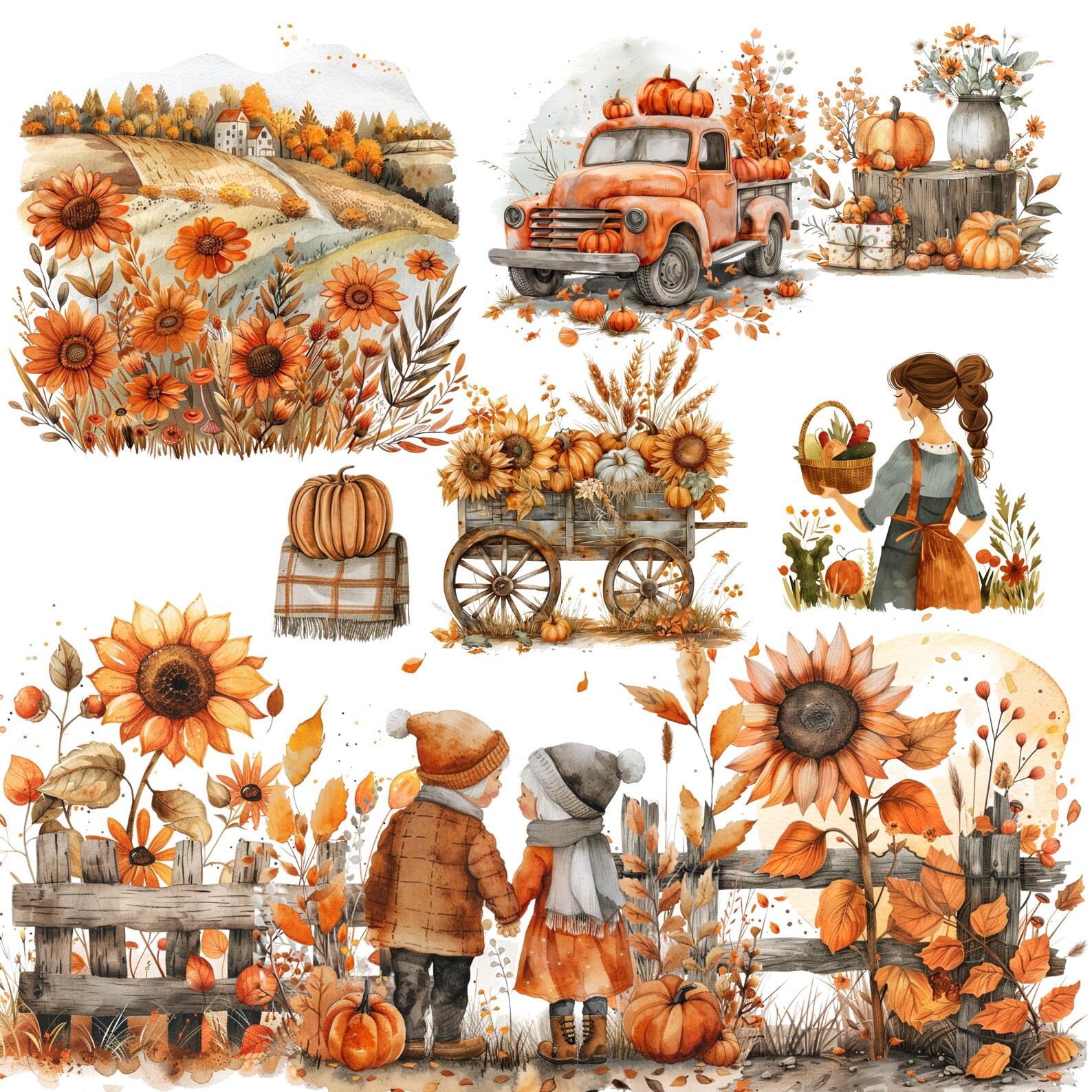 Clipart, Digital, "golden Harvest Market" 100+ Png's, Farmers Market ...