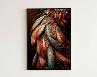 Arte digital / Arte de impresión de plumas / Arte de plumas / Arte de plumas / Boho WallArt / Boho Artwork / Boho Style Wall Art / Wallart / Boho Art