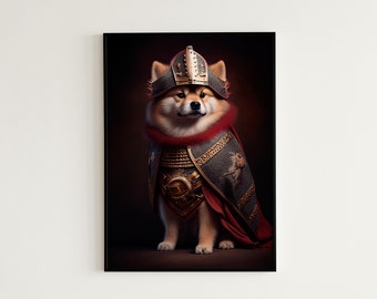 デジタルアート | 気高い犬のアートプリント | 犬のアートワーク | 壁用犬のアート | 柴犬 | 柴犬アート | 壁装飾 | デジタルプリント
