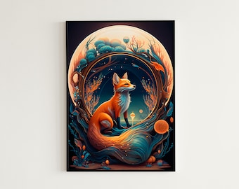 Digital Art | Whimsical Fox Art Prints | Fox | Whimsical Art | Fox Art | Fox Wall Art | Digital Prints | Fox Print | Wall Art | Wall Decor