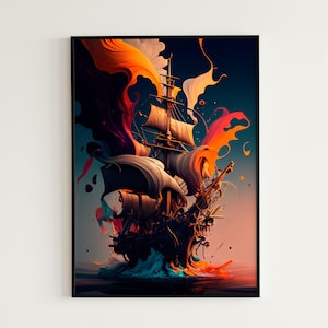 Digital Art | Pirate Ship Wall Art Prints | Wall Art | Wall Decor | Digital Prints | Pirate Ship Art | Ship Art | Ship Print
