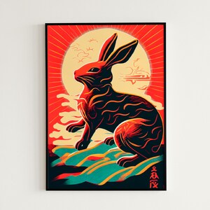 Digital Art | Rabbit Chinese Zodiac Print | Year of the rabbit | Chinese Zodiac | Rabbit Art | Wall Art | Rabbit Print | Digital Prints