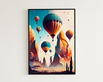 Arte digital / Impresión de globos aerostáticos / Arte de pared / Decoración de paredes / Impresiones digitales / Arte de globos aerostáticos / Montgolfiere