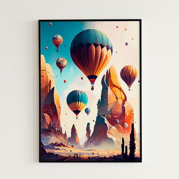 Digital Art | Hot Air Balloon Print | Wall Art | Wall Decor | Digital Prints | Hot Air Balloon Art | Montgolfiere