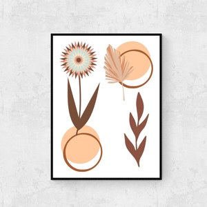 Botanical Leaves Printables, Minimalist Boho Plants, Neutral Beige Floral Line Art Wall Decor, Digital DOWNLOAD Print Jpegs
