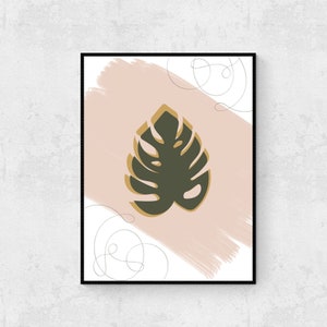 Botanical Leaves Printables, Minimalist Boho Plants, Neutral Beige Floral Line Art Wall Decor, Digital DOWNLOAD Print Jpegs