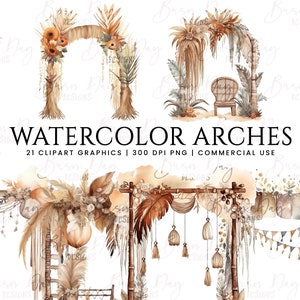 21 Watercolor Arches clipart bundle, digital download, digital paper, digital planner, instant download, digital prints, commercial use,