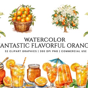 32 Aquarell Orangen Clipart Bundle, Aquarell Clipart, digitaler Download, sofortiger Download, Digitaldrucke, kommerzielle Nutzung