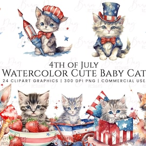 24 clipart aquarelle mignon bébé chat, clipart aquarelle, téléchargement numérique, téléchargement immédiat, impressions numériques, agenda numérique
