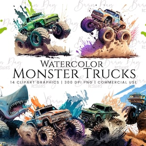 14 Aquarell Monster Clipart, digitaler Download, digitales Papier, digitaler Planer, Sofort Download, Digitaldrucke, kommerzielle Nutzung,