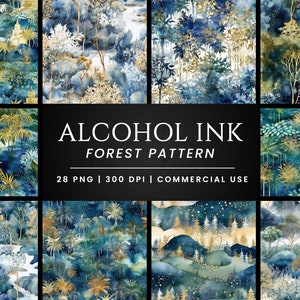 28 alcoholinkt bos digitale papierbundel, bosachtergrond, groene texturen en digitaal papier, digitale scrapbooking,