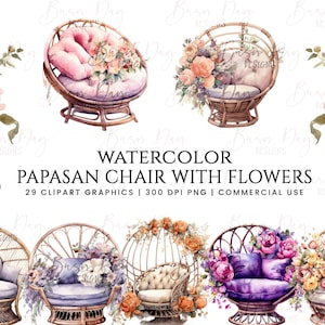 29 Watercolor Papasan Chair clipart bundle , commercial use, digital download, instant download, digital planner, sublimation designs