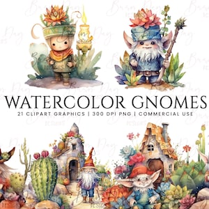 21 Watercolor Gnomes clipart Bundle, digital download, digital planner, digital prints, instant download, watercolor clipart,
