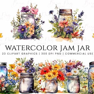 23 Aquarell Marmeladenglas Clipart, Aquarell Clipart, digitaler Download, sofortiger Download, Digitaldrucke, kommerzielle Nutzung