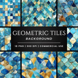 18 Geometric tiles digital backgrounds, digital scrapbooking, digital prints, digital download, instant download