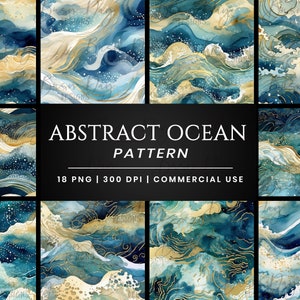 18 Abstract Ocean Digital paper bundle, digital scrapbooking, digital prints, digital download, instant download, discount clipart