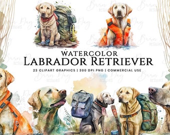 Aquarell Labrador Retriever Clipart: 23 PNG Hundegrafiken (digitaler Download)